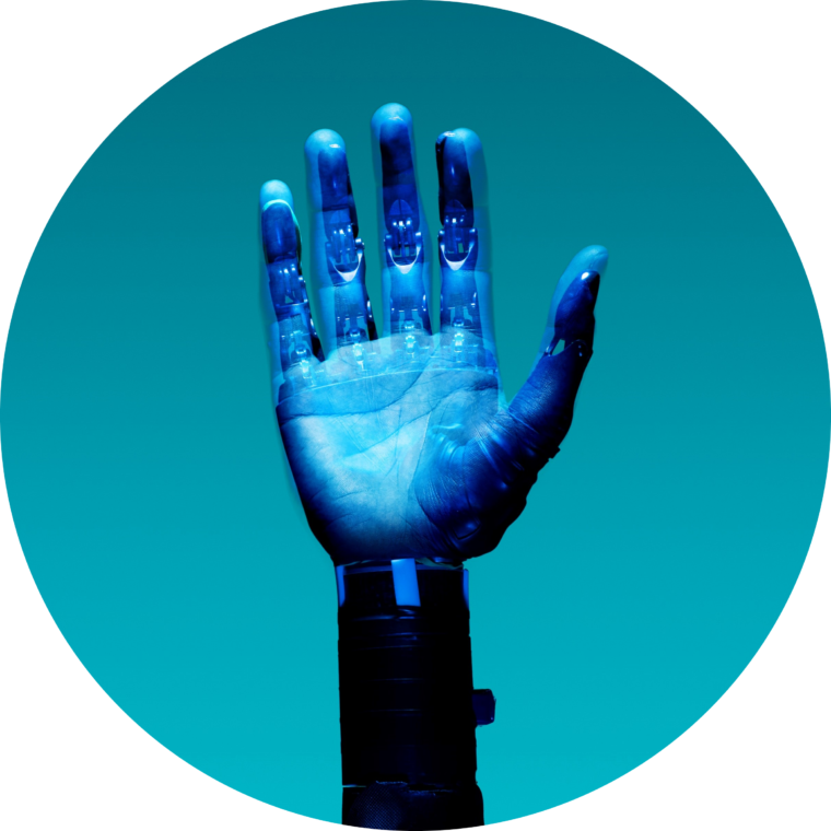 Hand, robotics, blue light